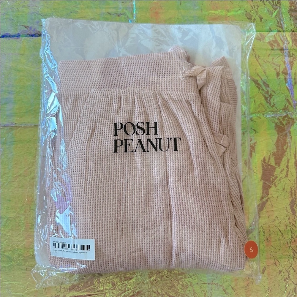 🆕 Women’s Posh Peanut Desert Rose Pink Waffle Bamboo Long Sleeve Loungewear - Picture 2 of 5